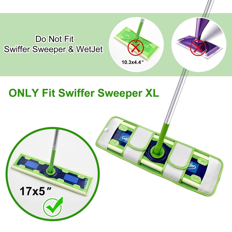 GFRED 4 Pack Microfiber Mop Pads for Swiffer XL Mops Reusable Wet and Dry Mopping Cloths Compatible with Swiffer Sweeper XL,Washable XL Mop Refill Replacement for All Hardwood Dry & Wet Cleaning - Image 3
